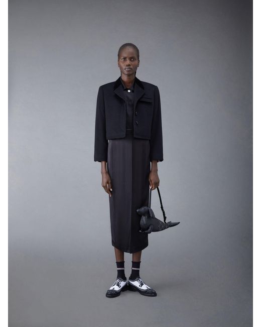 Thom Browne Blue Hogan Satin Midi Shirt Dress