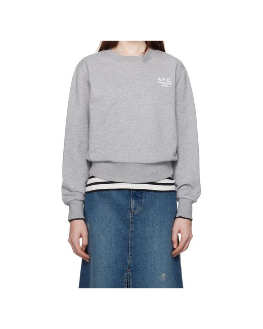 A.P.C. Gray Rue Madame Logo Embroidered Crewneck Sweatshirt