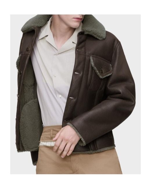 Maison Margiela Black Waxed Shearling Jacket for men