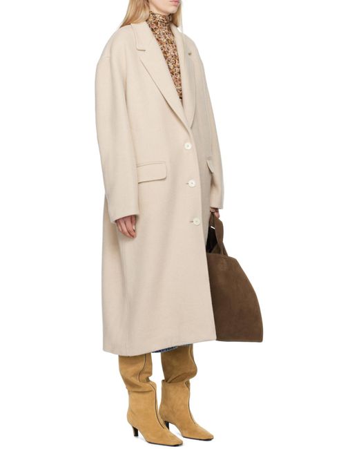 Isabel Marant Natural Efezia Single-Breasted Straight Hem Coat
