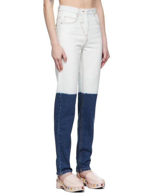 Pushbutton Blue Belt Loop Jeans