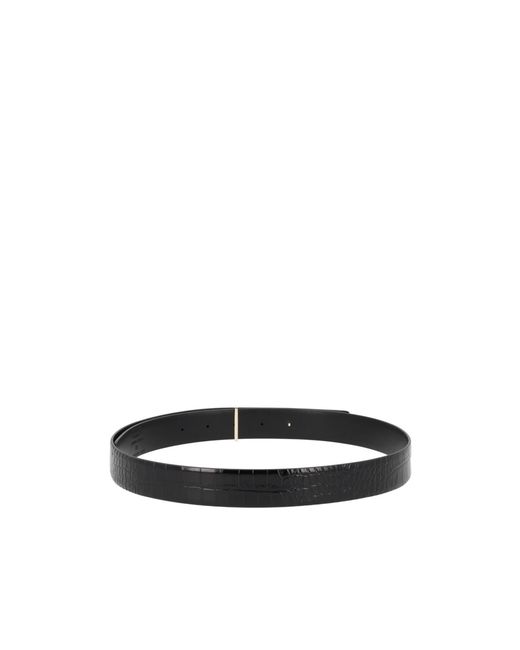 Tom Ford White Crocodile-Effect Metal Belt
