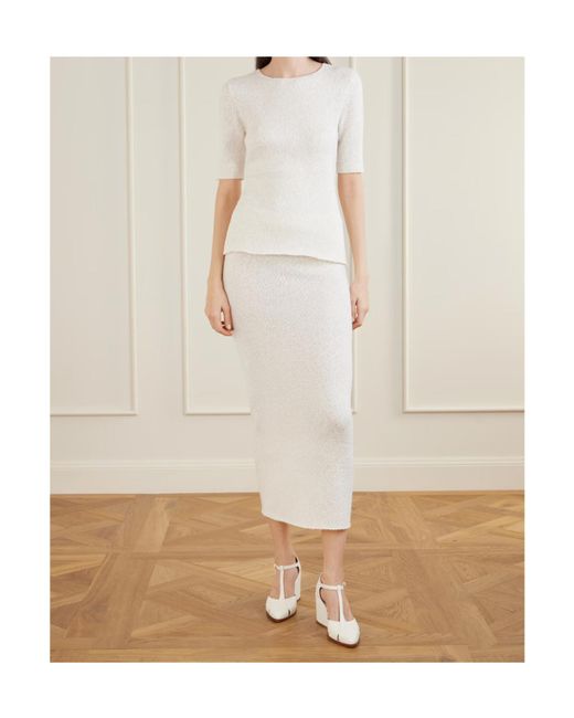Gabriela Hearst White Valentia Knitted Silk T-Shirt
