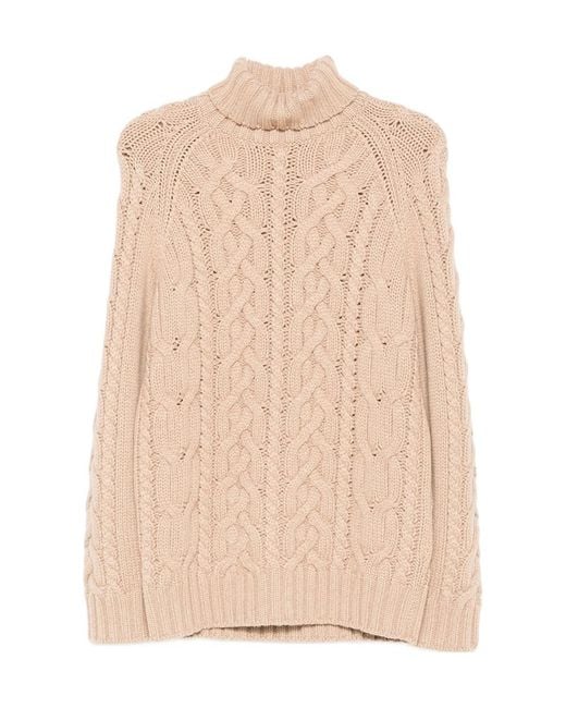 Brunello Cucinelli Natural Cable-Knit Roll-Neck Sweater