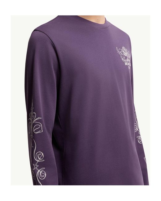 Moncler Purple Logo Motif Cotton Long Sleeve T-Shirt for men