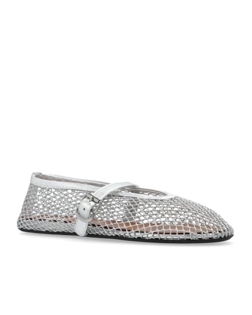 Alaïa White Alaïa Buckle Detailed Fishnet Ballet Flats