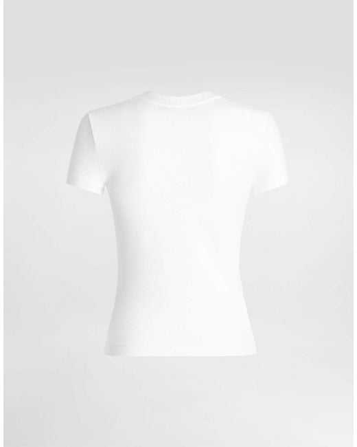 Dolce & Gabbana White Embroidered Logo T-Shirt