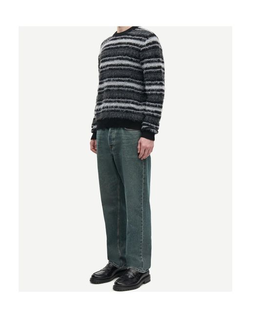 Samsøe & Samsøe Black Safinnley Crew-Neck Striped Sweater for men