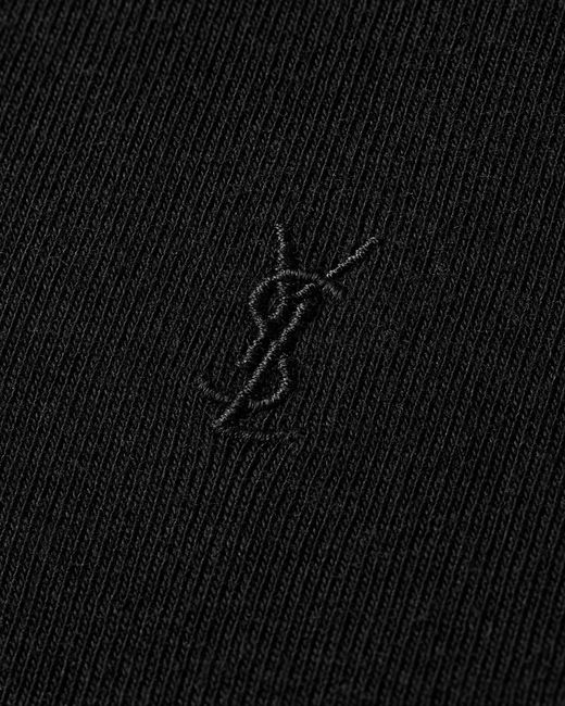 Saint Laurent Black Cassandre Ribbed T-Shirt for men