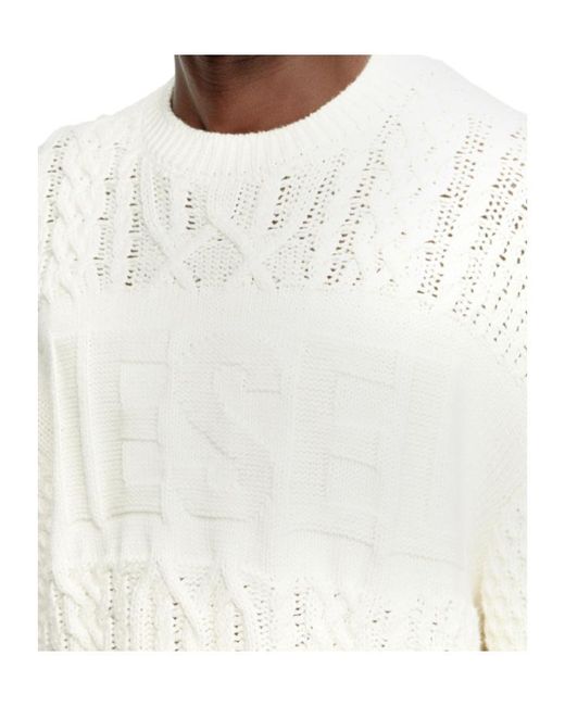 DIESEL White K-Aubin Cable-Knitted Jumper for men