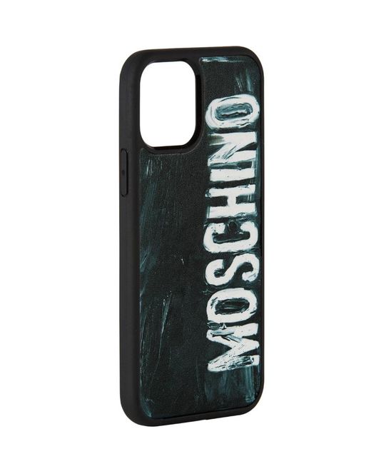 Moschino Black Painted Logo Iphone 12/12 Pro Phone Case for men