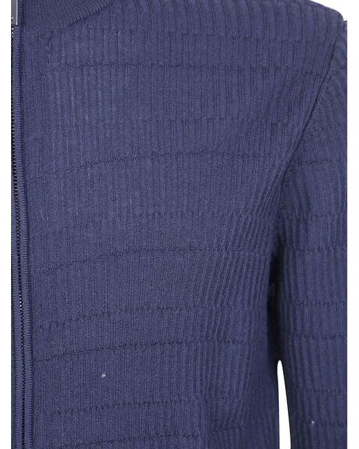 Emporio Armani Blue Long-Sleeved Zipped Cardigan for men