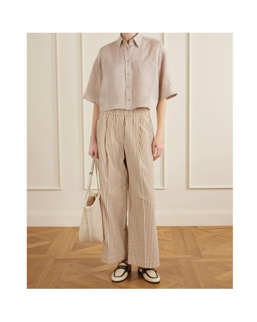Brunello Cucinelli Natural Cropped Short-Sleeve Shirt