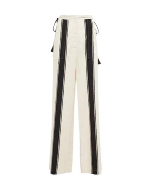 Altuzarra White Striped Crêpe Wide-Leg Pants