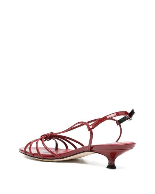 Aeyde Pink Knotted Patent-Leather Sandals