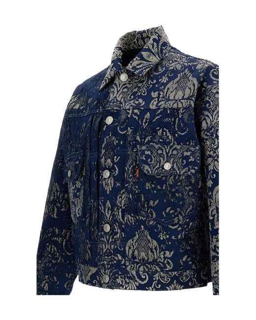 Junya Watanabe Blue Watanabe X Levi's Damask Trucker Jacket for men