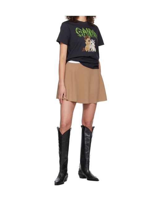 Ganni Natural Logo Mini Skirt