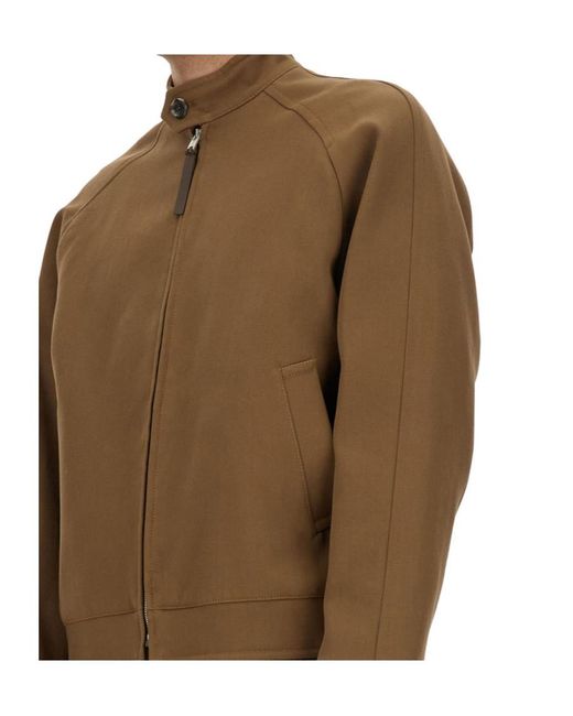 Moschino Brown High-Necl Zipped Bomber Jacket for men