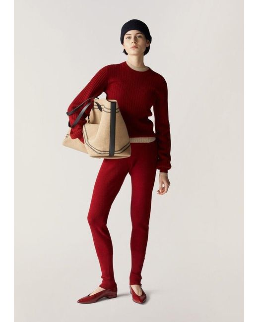 Loro Piana Red Knitted Drawstring Leggings