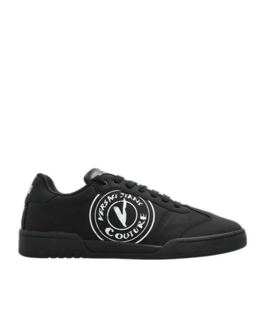 Versace Jeans Black Couture Logo Emblem Sneakers for men