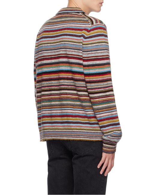 Paul Smith Gray Signature Stripe V-Neck Cardigan for men