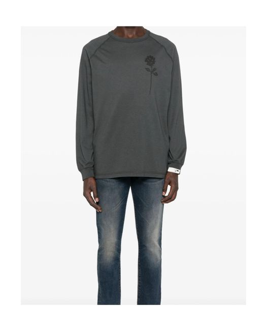 Golden Goose Deluxe Brand Black Rose Printed Long Sleeved T-Shirt for men