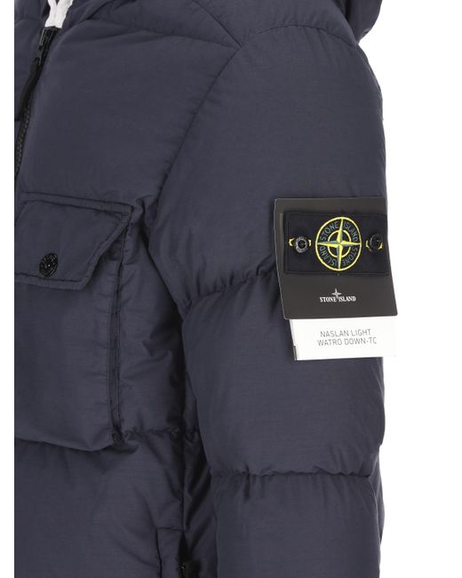 Stone Island Blue Padded Zip-Up Down Coat for men