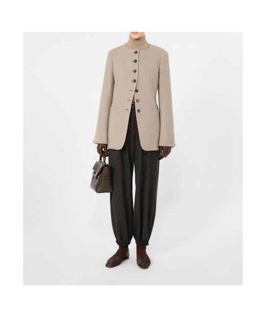 Max Mara Natural Long-Sleeved Crew Neck Jacket