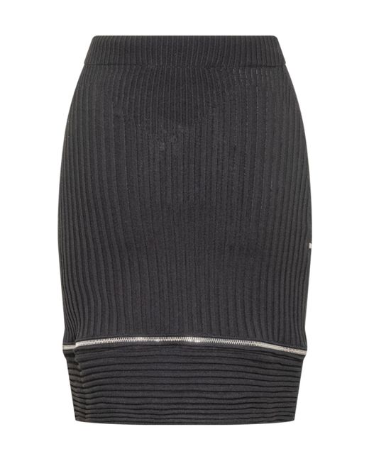 ANDREADAMO Gray Andreadamo Zip-Detail Cut-Out Detailed Knitted Skirt