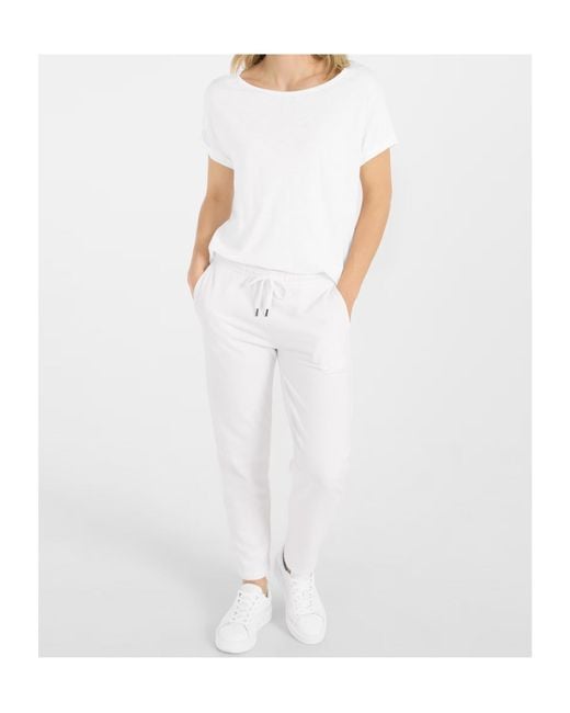 Juvia White Drawstring Waist Casual Pants