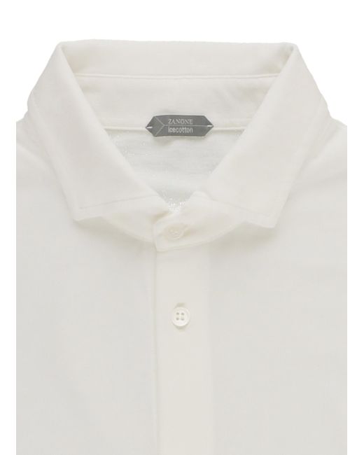 Zanone White Long-Sleeved Button-Down Shirt for men