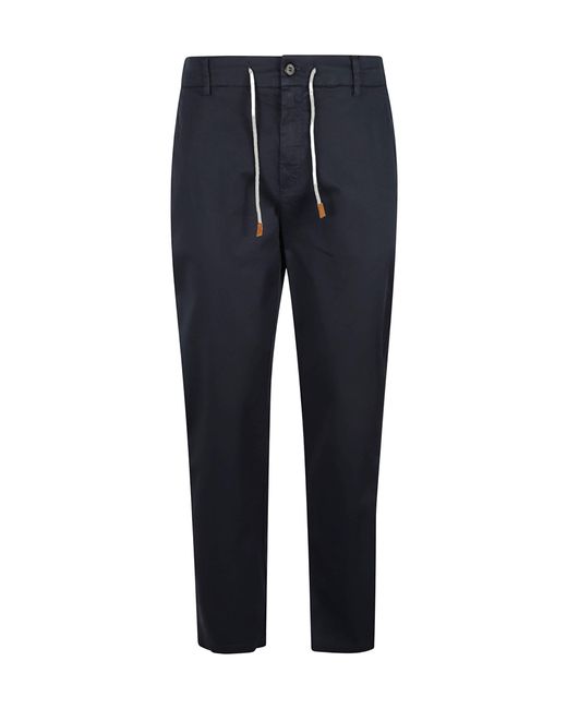 Eleventy Blue Drawstring-Waist Chino Trousers for men
