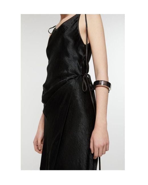 Acne Black Sleeveless Satin Maxi Dress