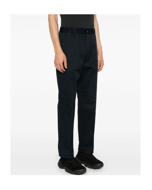 Moncler Blue Logo Patch Slim Fit Trousers for men