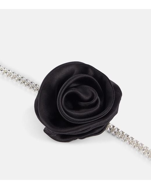 Magda Butrym Black Floral-Appliqué Crystal-Embellished Choker