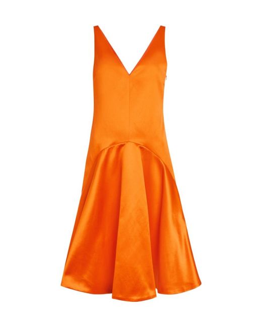 J.W. Anderson Orange Flared Satin Midi Dress