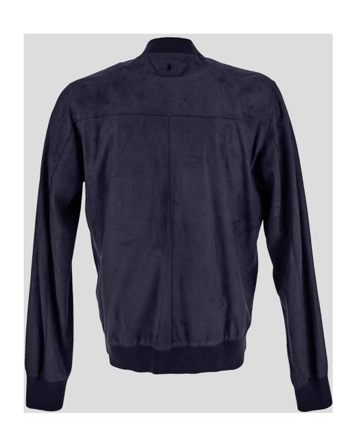 Salvatore Santoro Blue Long-Sleeved Leather Jacket for men