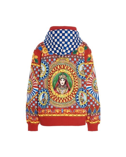Dolce & Gabbana Red Caretto Print Hoodie