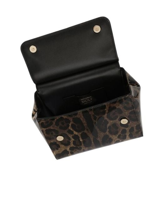 Dolce & Gabbana Black Kim Leopard Printed Medium Sicily Bag
