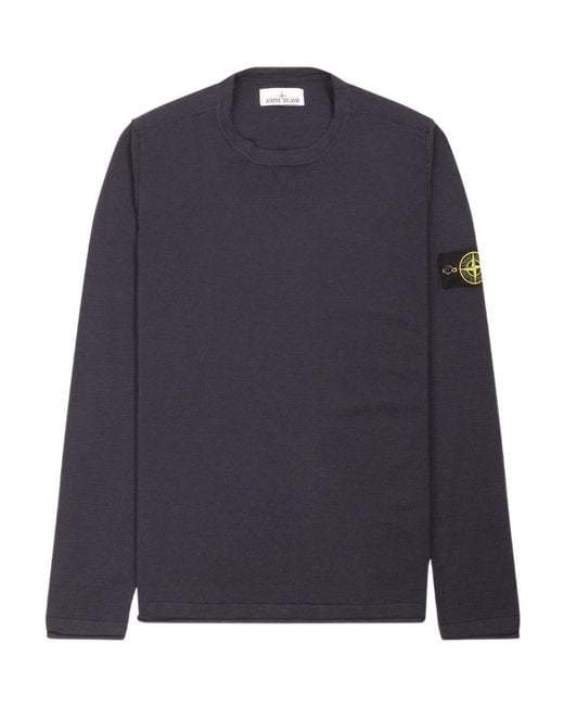 Stone Island Blue Logo Patch Crewneck Knitted Jumper for men
