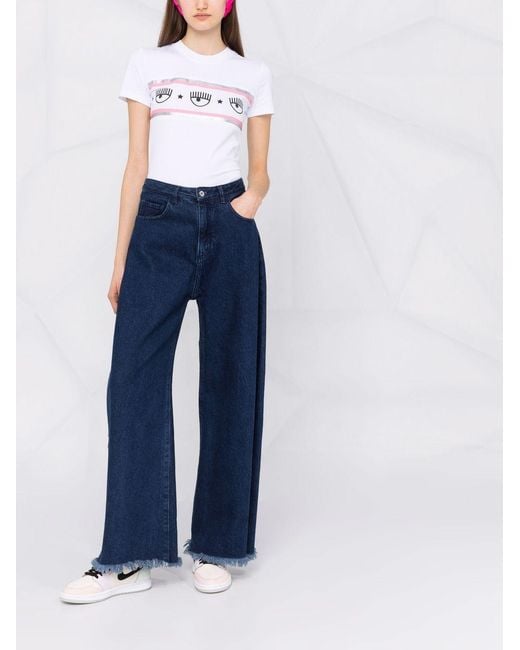 Chiara Ferragni White Eye-Print Cotton T-Shirt