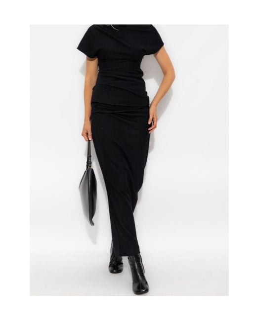 Entire studios Black Draped Midi Skirt