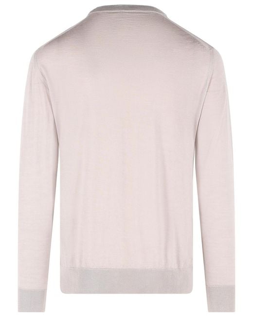 Eleventy Pink Ribbed-Knit Crewneck Jumper for men