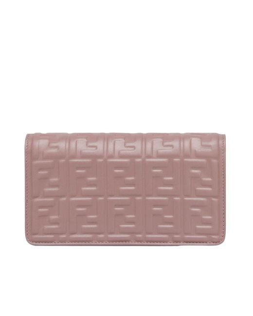 Fendi Pink Baguette Wallet On Chain Crossbody Bag