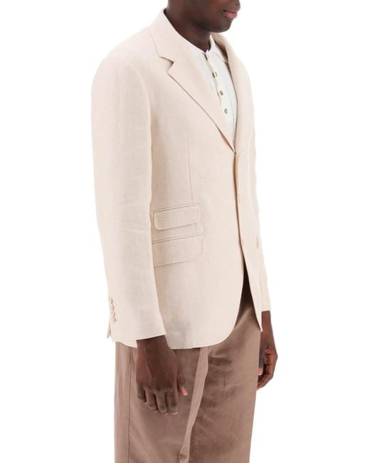 Brunello Cucinelli White Single-Breasted Tailored Blazer for men