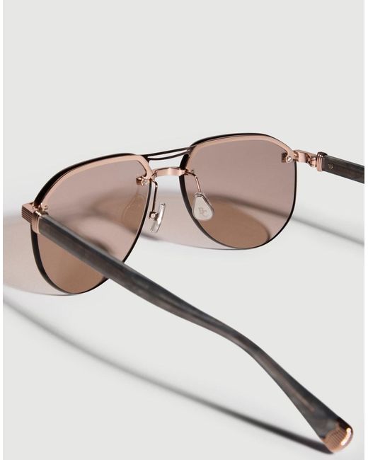 Brunello Cucinelli Multicolor Carlito B. 14K Rose-Plated Titanium Sunglasses