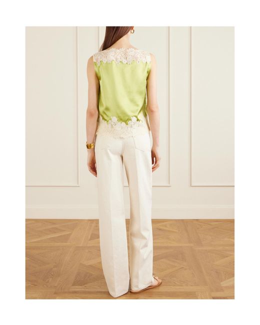 Doen Yellow Trimmed Silk-Satin Top