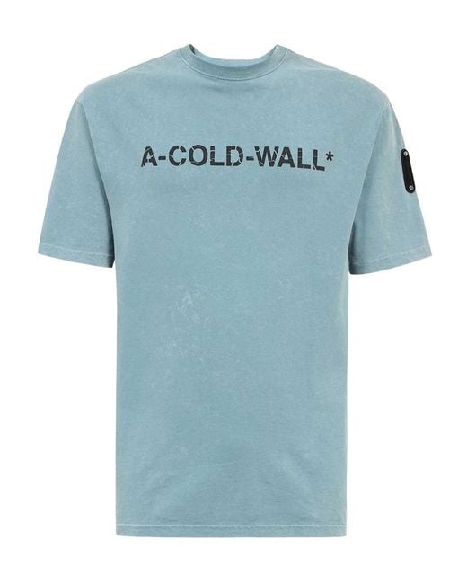 A_COLD_WALL* Blue Overdye Logo-Print T-Shirt for men