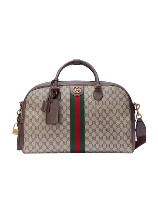 Gucci Brown Gg Supreme Web Band Duffle Bag for men