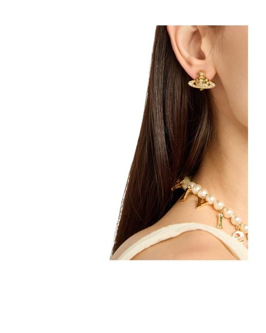 Vivienne Westwood Metallic New Diamante Heart Stud Earrings